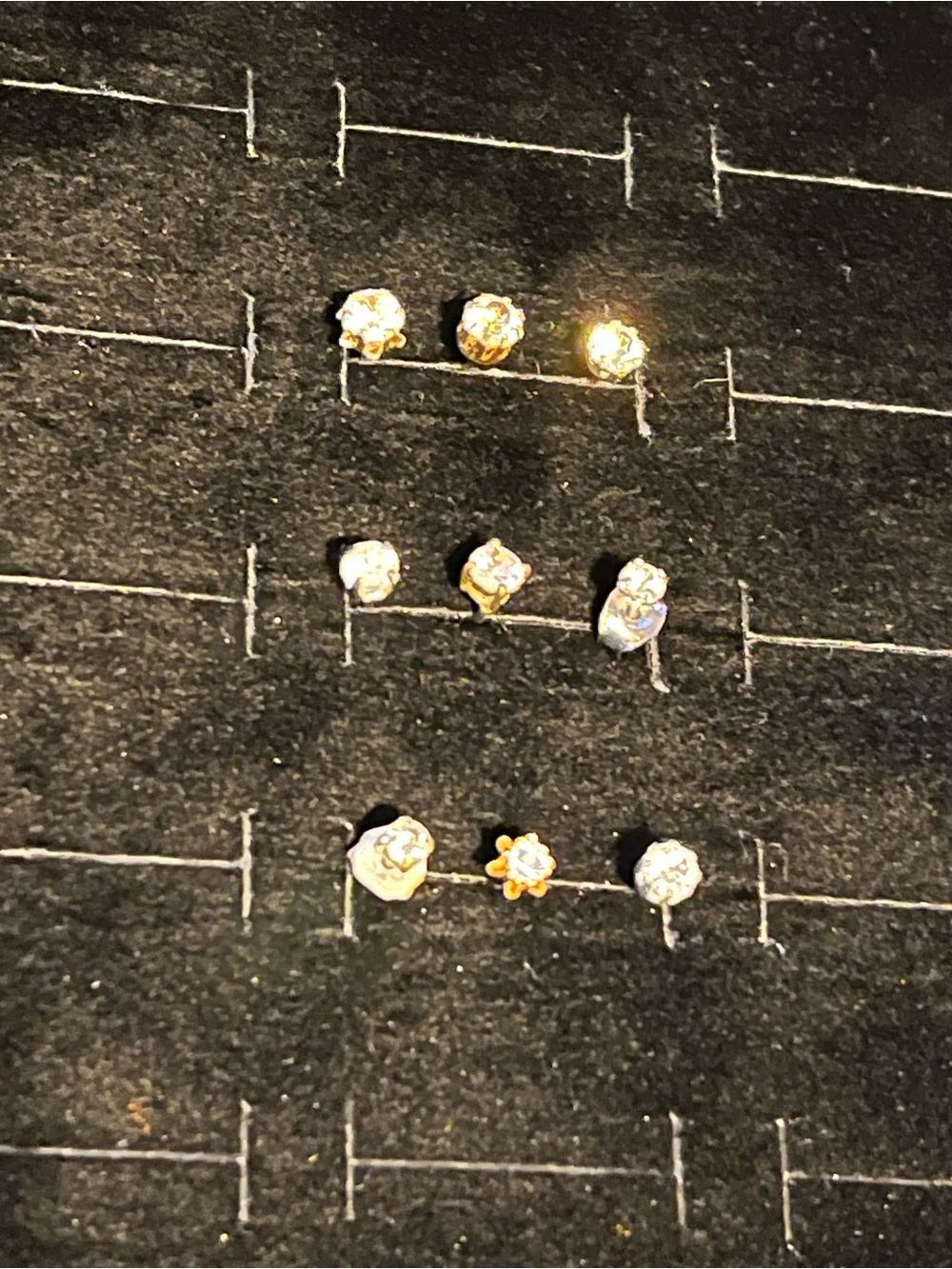 Gold toned and Silver Cubic Zirconia Stud Earring Set of 9 - A12